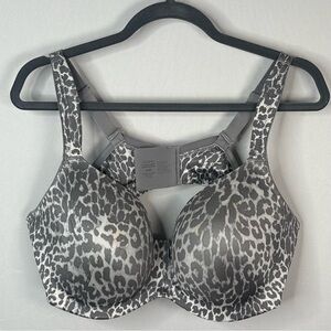Soma Stunning Support Smooth Balconette 42D Underwire Bra Gray Leopard Print